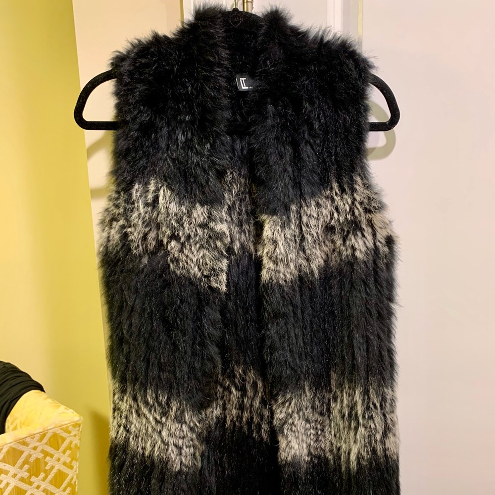 LT Love Token Dyed Rabbit Fur Vest. Size Small